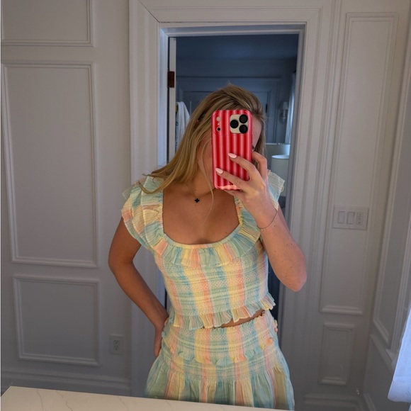 LoveShackFancy Multicolor Smocked Top - Picture 4 of 6